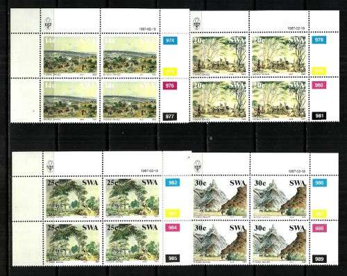 SWA - 1987 Paintings by Thomas Baines Full Set of Control Blocks of 4 MNH