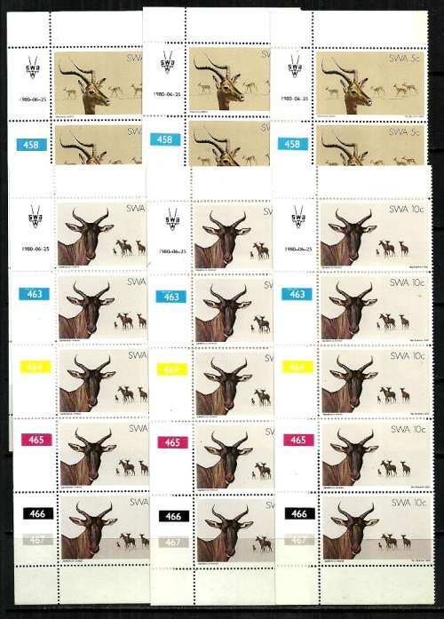 SWA - 1980 Nature Conservation and Tourism : 3x Impala & Topi Control Strips MNH