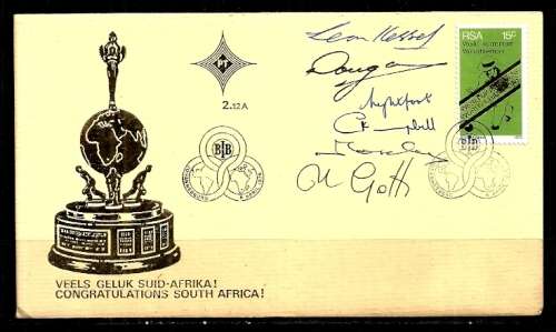 South Africa - 1976 S,A. Winners of World Bowls Championship FDC 2.12A - Autographed by Team Members