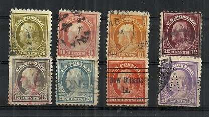 USA - 1912/1914 Scott # 414 - 421 Used