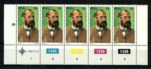 South Africa - 1982 Centenary of Discovery of Tubercle Bacillus by Dr. R. Koch Control Strip MNH