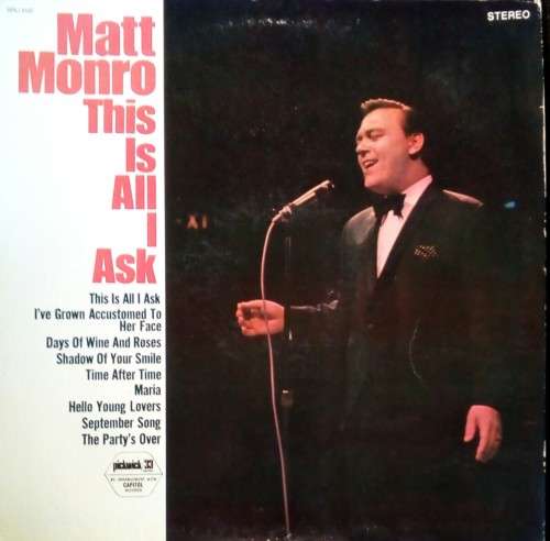 Matt Monro - This Is All I Ask LP Vinyl Record - USA Pressing