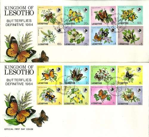 Lesotho - 1984 Butterflies Definitive Issue FDCs