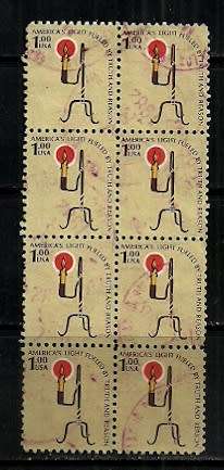 USA 1975 Scott # 1610 Americana $1 Block of 8 Stamps Fine Used