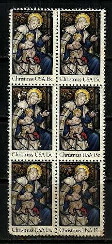 USA 1980 Scott # 1842 Christmas Block of 6 Stamps Used