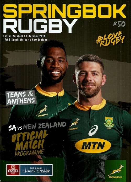 South Africa v New Zealand 2018 Rugby Championship Match Programme