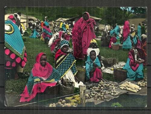 Scene from African Market, Tanganyika Postcard Posted 1961 to Stutterheim, South Africa