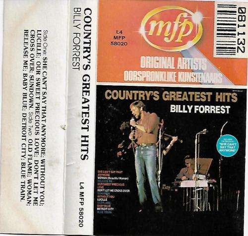 Billy Forrest Country`s Greatest Hits Cassette Tape