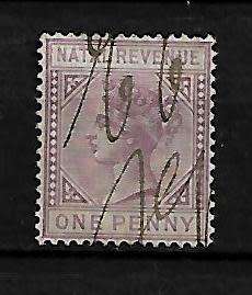 Natal  One Penny Revenue Stamp Used