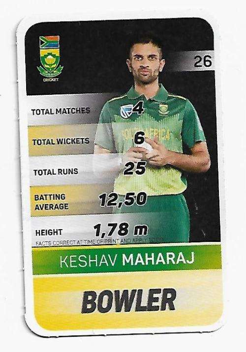 2019 Pick n Pay Cricket Super Cards - Keshav Maharaj Card # 26