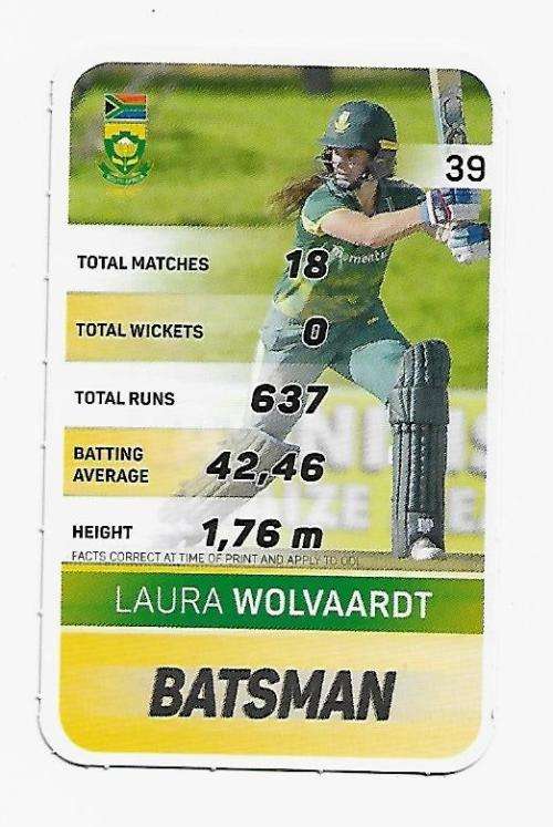 2019 Pick n Pay Cricket Super Cards - Laura Wolvaardt Card # 39