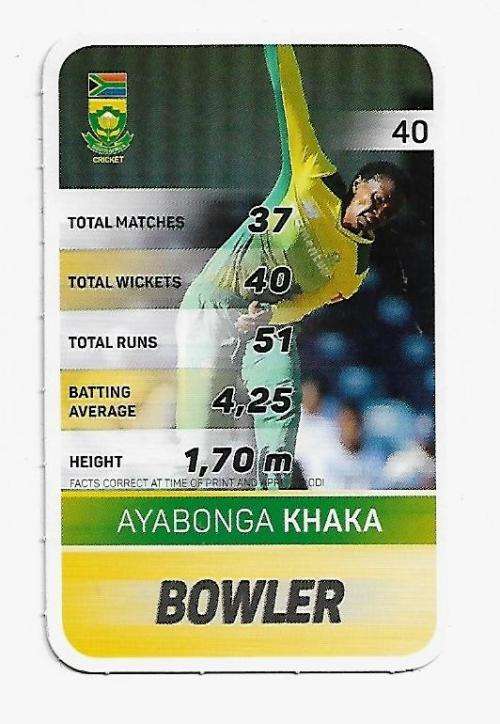 2019 Pick n Pay Cricket Super Cards - Ayabonga Khaka Card # 40