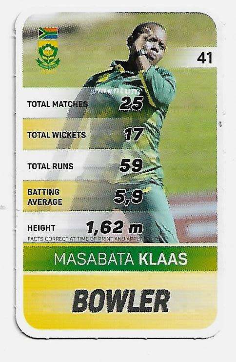 2019 Pick n Pay Cricket Super Cards - Masabata Klass Card # 41