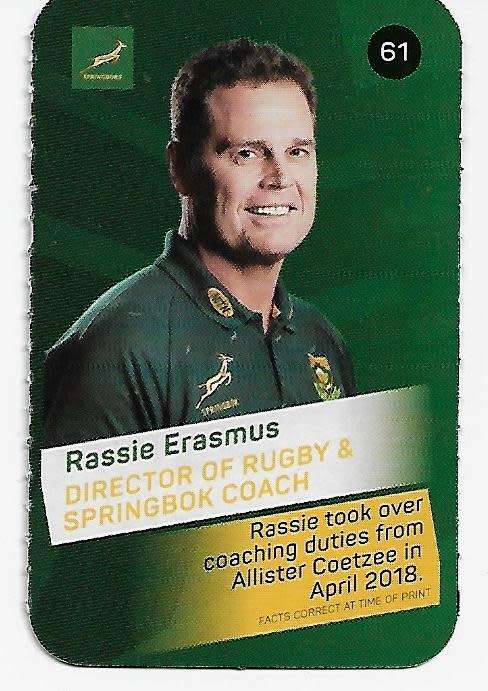 2019 Pick n Pay Rugby Super Cards - Rassie Erasmus Card # 61