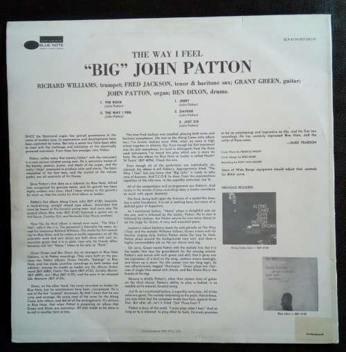 'Big' John Patton - The Way I Feel LP Vinyl Record