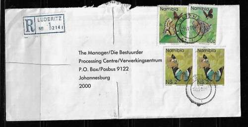 Namibia - 1997 Registered Letter Posted to South Africa