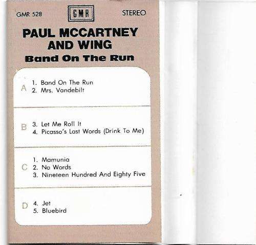 Paul McCartney and The Wings - Band on The Run Cassette Tape - Singapore Edition