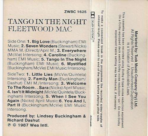 Fleetwood Mac - Tango In The Night Cassette Tape
