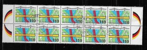 Germany - 1998 Glienicke Bridge, Berlin Strip of 10 Used Stamps