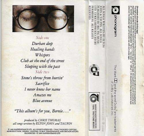 Elton John - Sleeping With The Past Cassette Tape