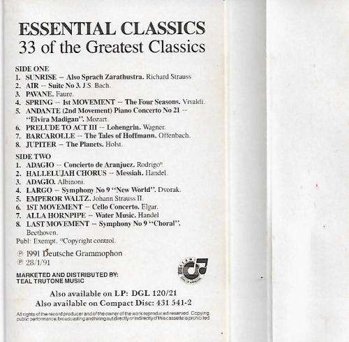 Essential Classics - 33 of The Greatest Classics Vol.1 Cassette Tape