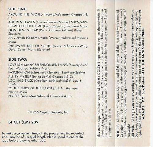 Nat King Cole - Looking Back Cassette Tape