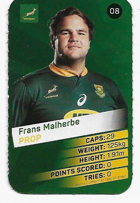2019 Pick n Pay Rugby Super Cards - Frans Malherbe Card # 08