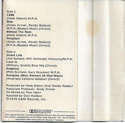 Herb Alpert - Rise Cassette Tape