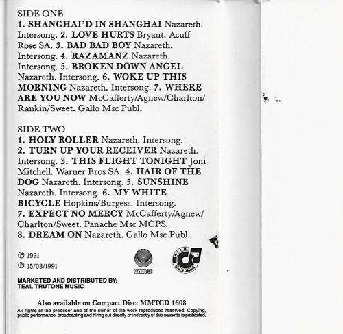 Nazareth Greatest Hits Cassette Tape