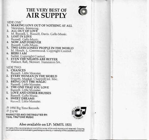 The Very Best of Air Supply Cassette Tape