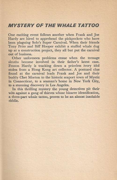 THE HARDY BOYS Issue # 4 : Mystery of the Whale Tattoo by Franklin W. Dixon ( Hard Cover )