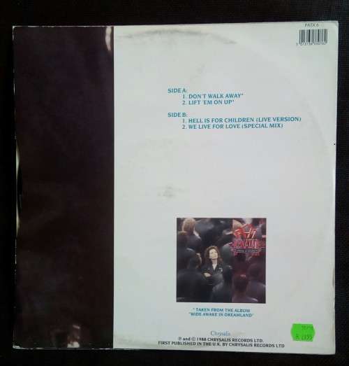 Pat Benatar Don`t Walk Away 12` Single Record - UK Pressing
