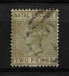 Natal 1887 2d Olive Green Stamp Used