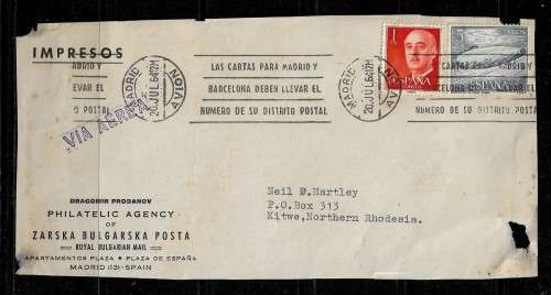 Spain - 1964 Cover Posted from Madrid to Kitwe, Northern Rhodesia