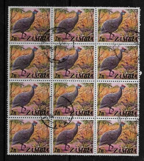 Zambia Definitive Issue Block of 12 2n Stamps Fine Used