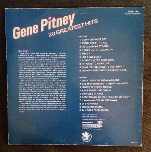 Gene Pitney 20 Greatest Hits LP Vinyl Record