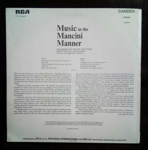 Henry Mancini - The Second Time Around LP Vinyl Record - UK Pressing