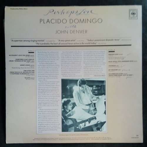 Placido Domingo with John Denver - Perhaps Love, Annie`s Song LP Vinyl Record