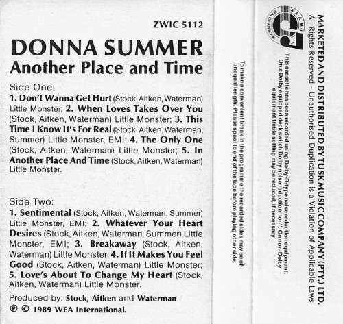 Donna Summer - Another Place and Time Cassette Tape