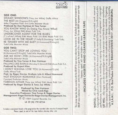 Tina Turner - Foreign Affair Cassette Tape