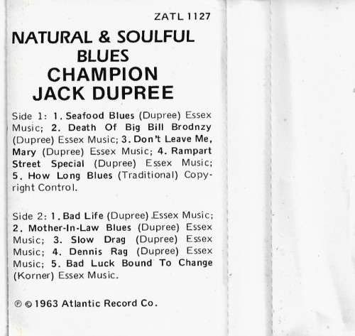 Champion Jack Dupree - Natural & Soulful Blues Cassette Tape