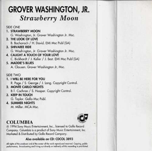 Grover Washington Jr. - Strawberry Moon Cassette Tape