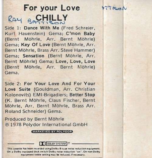 Chilly - For Your Love Cassette Tape
