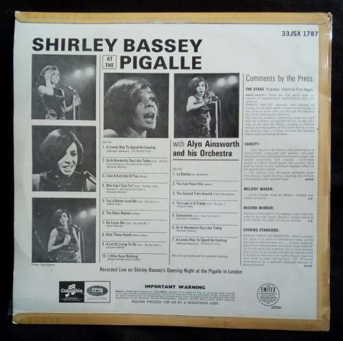 Shirley Bassey - At The Pigalle LP Vinyl Record
