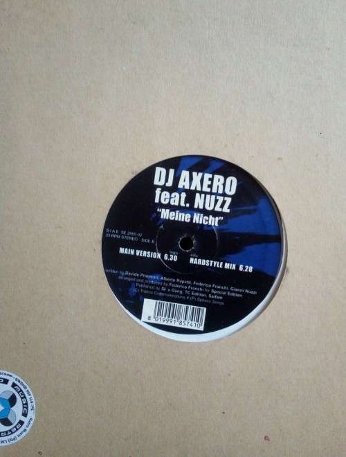 DJ Axero Feat. Nuzz - Meine Nicht 12` Single Vinyl Record - Italy Pressing