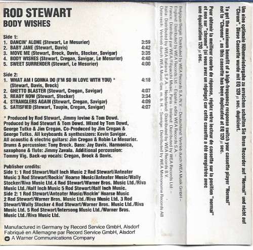 Rod Stewart - Body Wishes Cassette Tape - Germany Edition