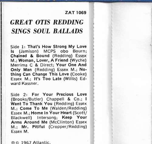 Otis Redding - Great Otis Redding Sings Soul Cassette Tape