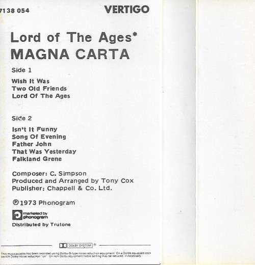 Magna Carta - The Lord of The Ages Cassette Tape