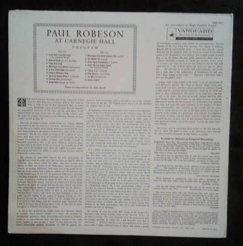Paul Robeson - At Carnegie Hall LP Vinyl Record