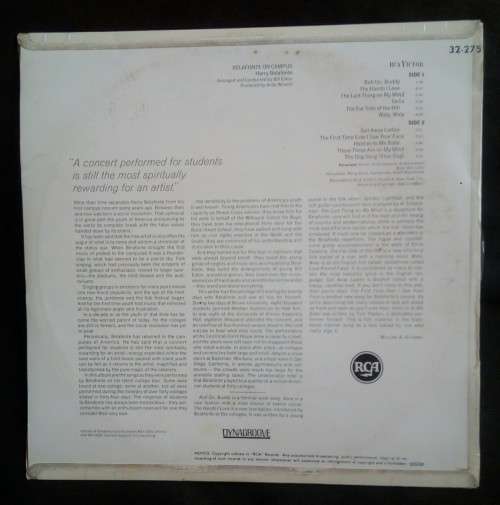 Harry Belafonte - Belafonte on Campus LP Vinyl Record